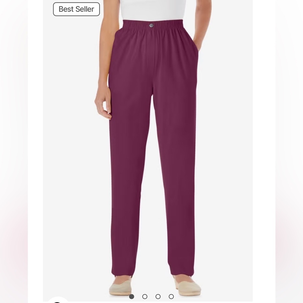 Woman Within Pull-On Elastic Waist Jeans 28W Petite NWT Plum